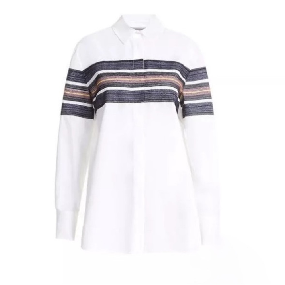 New SportMax Olona Cotton Button Up Blouse Size 8